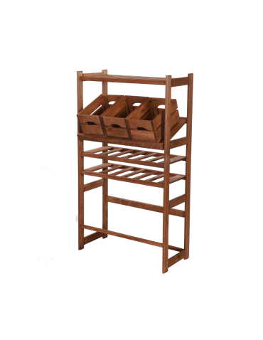 Holzregal Serie LSR ( 124,2 x70x33 cm) , 5 Böden (P1, W2, K2) /Kiefernholz gebeizt in BRAUN