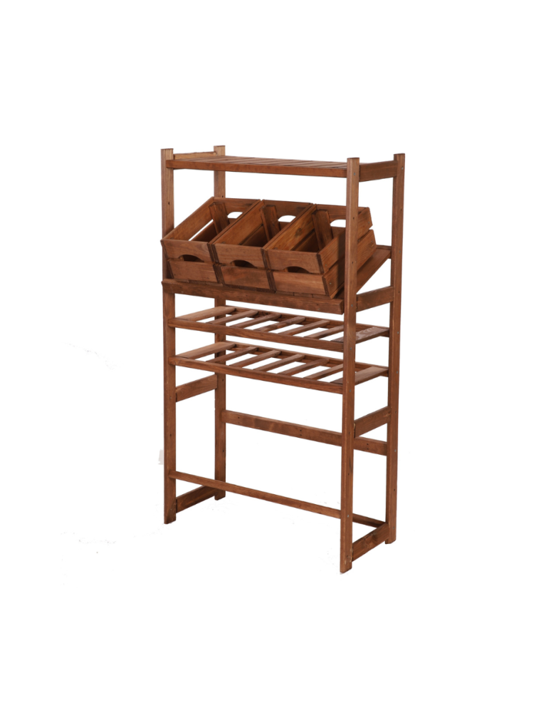Serie LSR - Holzregal Serie LSR ( 124,2 x70x33 cm) , 5 Böden (P1, W2, K2) /Kiefernholz gebeizt in BRAUN - product new.modo24.de 1