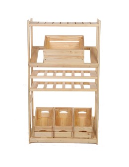 Holzregal Serie LSR ( 124,2 x70x33 cm) , 5 Böden (P1, W2, K2) /Kiefernholz UNBEHANDELT - product 2