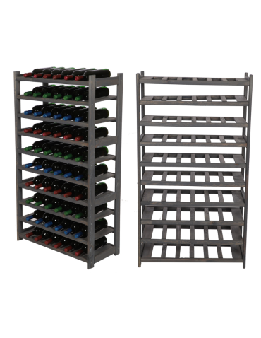 Holzregal Serie LSR ( 124,2 x70x33 cm) , 10 Böden (P0, W10, K0) /Kiefernholz gebeizt in GRAU