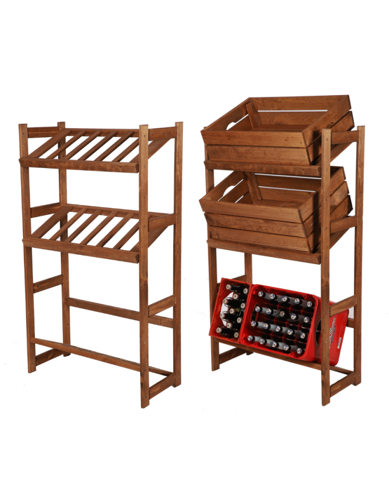 Serie LSR - Holzregal Serie LSR ( 124,2 x70x33 cm) , 3 Böden (P0, W0, K3) /Kiefernholz gebeizt in BRAUN - product new.modo24.de 1