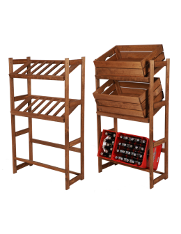 Holzregal Serie LSR ( 124,2 x70x33 cm) , 3 Böden (P0, W0, K3) /Kiefernholz gebeizt in BRAUN