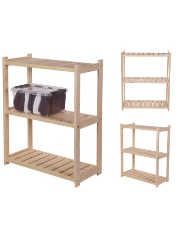 Holzregal Serie LSR ( 85,8 x70x33 cm) , 3 Böden (P3, W0, K0) /Kiefernholz UNBEHANDELT