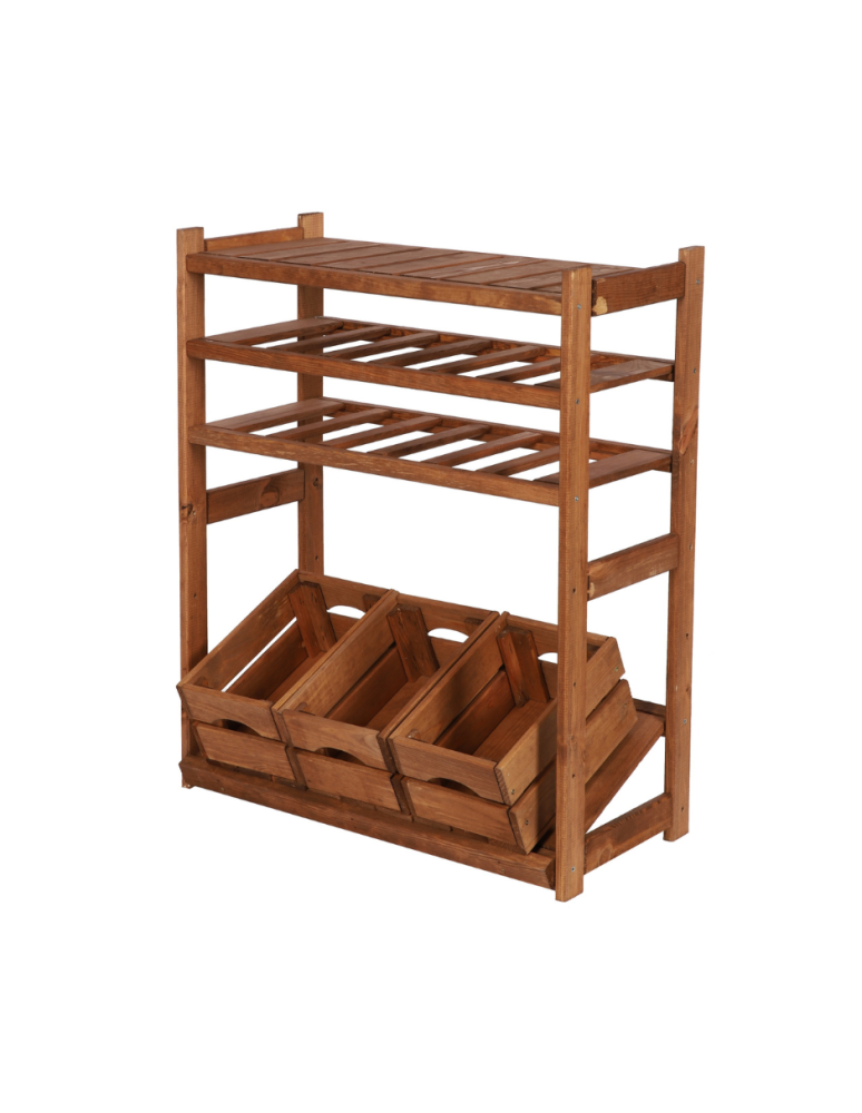 Serie LSR - Holzregal Serie LSR ( 85,5 x70x33 cm) , 4 Böden (P1, W2, K1) /Kiefernholz gebeizt in BRAUN - product new.modo24.de 1