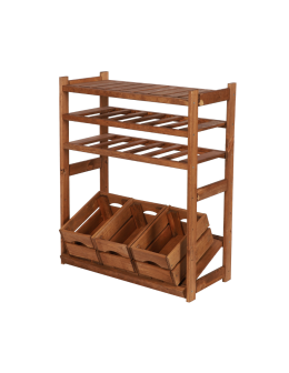 Holzregal Serie LSR ( 85,5 x70x33 cm) , 4 Böden (P1, W2, K1) /Kiefernholz gebeizt in BRAUN