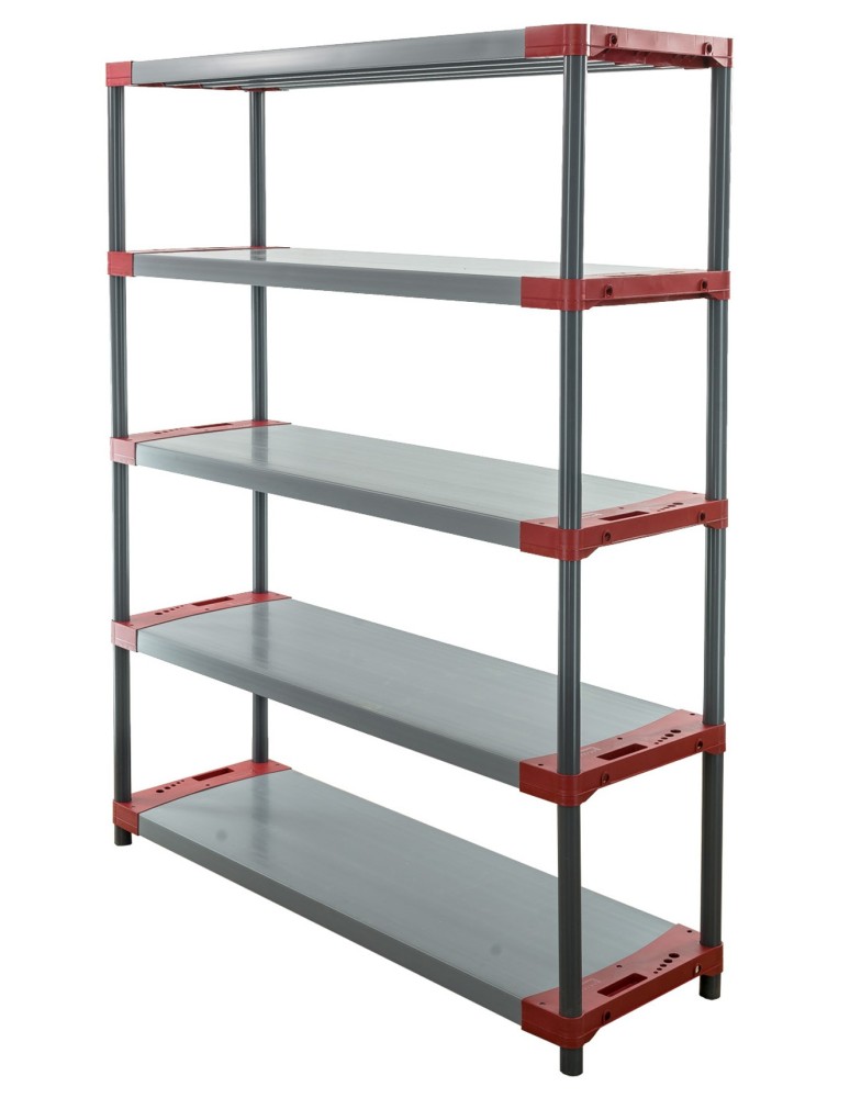 Kellerregale/Garagenregale - Plastikregal Kunststoffregal Steckregal  Jupiter-5-150 (180x150x46), 5 Böden, ROT - produkt new.modo24.de 1