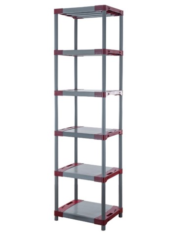 Plastikregal Kunststoffregal Steckregal  Jupiter-6-60 (222x60x46), 6 Böden, ROT