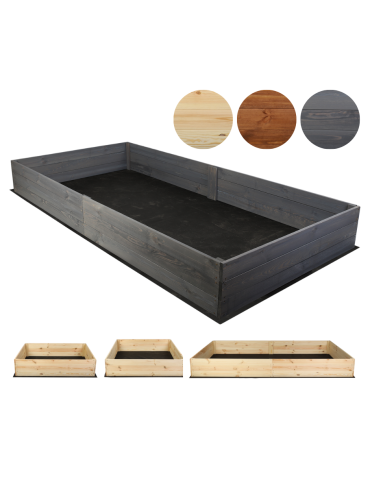 Hochbeet Pflanzkasten Blumenkasten Gemüsebeet Holz Garten ZP06/27x203x100 cm/Kiefernholz gebeizt  GRAU