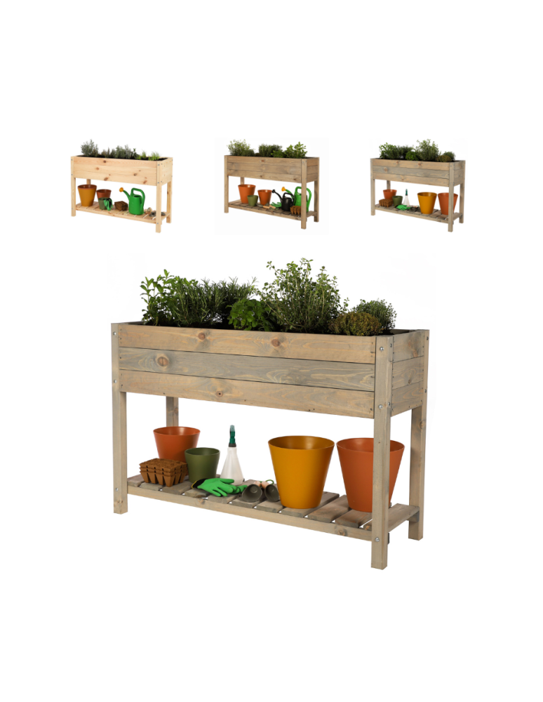Blumenkasten und Hochbeete - Hochbeet aus  Kiefernholz, Serie OBM, HxBxT, 78x118x40 cm/gebeizt in Grau - product new.modo24.de 1