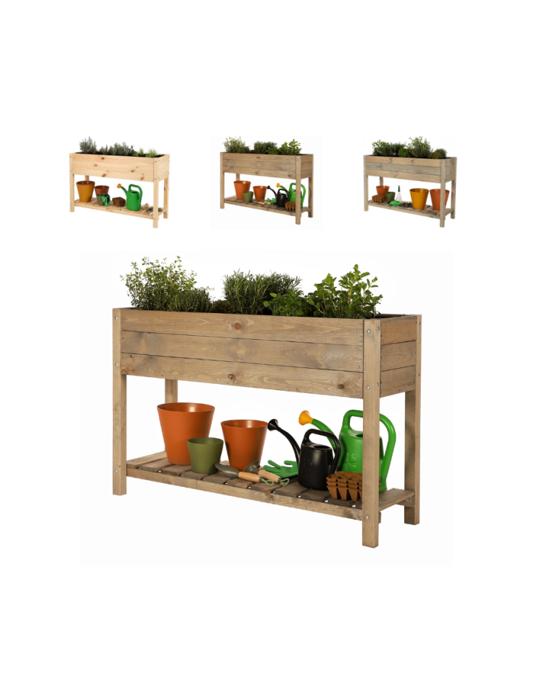 Blumenkasten und Hochbeete - Hochbeet aus  Kiefernholz, Serie OBM, HxBxT, 78x118x40 cm/gebeizt in Braun - product new.modo24.de 1