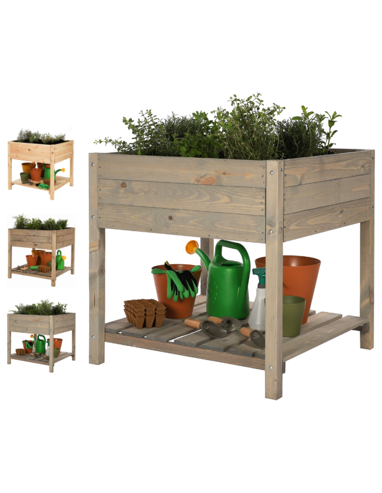 Blumenkasten und Hochbeete - Hochbeet aus  Kiefernholz, Serie OBM, HxBxT, 78x078x78 cm/gebeizt in Grau - product new.modo24.de 1