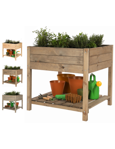 Hochbeet aus  Kiefernholz, Serie OBM, HxBxT, 78x078x78 cm/gebeizt in Braun