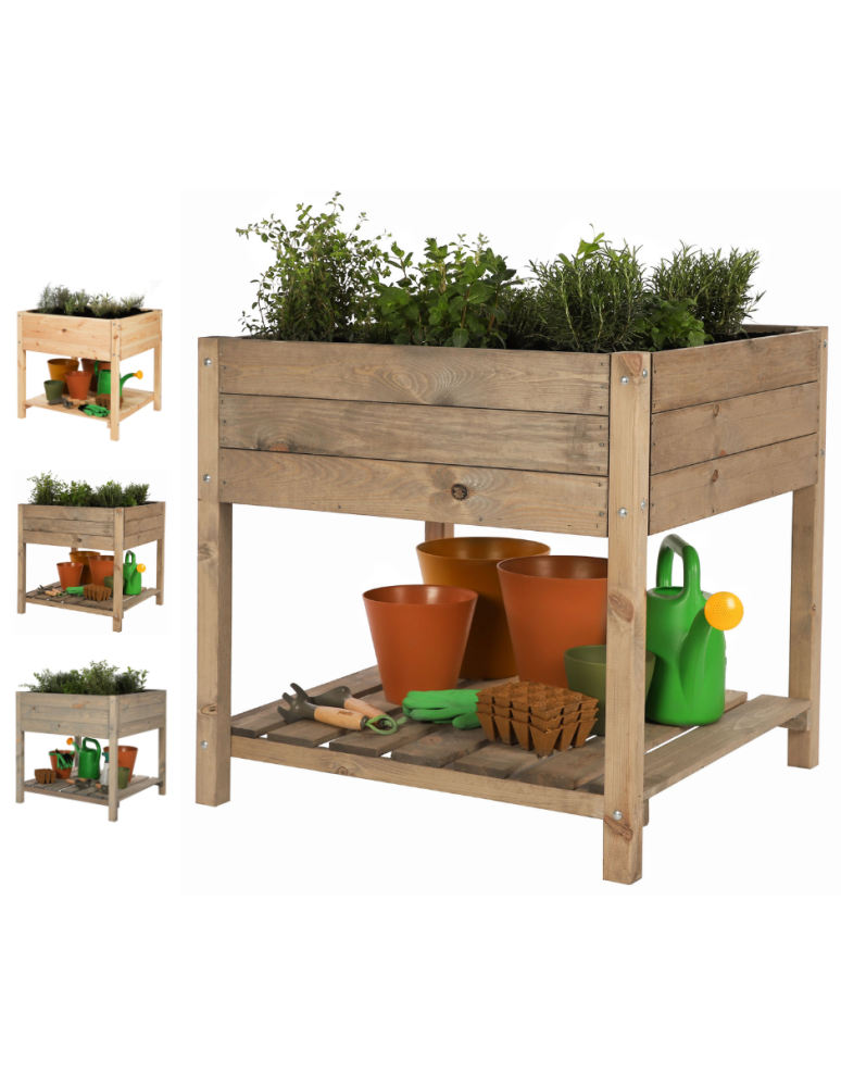 Blumenkasten und Hochbeete - Hochbeet aus  Kiefernholz, Serie OBM, HxBxT, 78x078x78 cm/gebeizt in Braun - produkt new.modo24.de 1