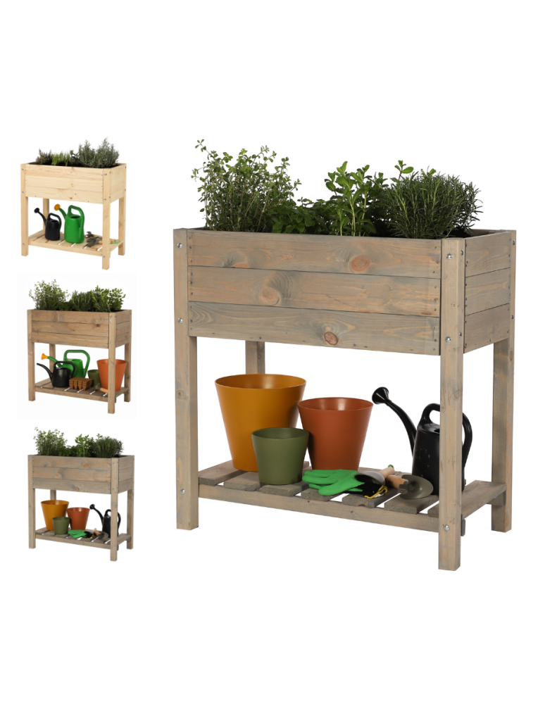 Blumenkasten und Hochbeete - Hochbeet aus  Kiefernholz, Serie OBM, HxBxT, 78x078x40 cm/gebeizt in Grau - product new.modo24.de 1
