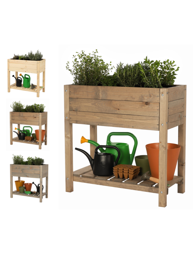 Blumenkasten und Hochbeete - Hochbeet aus  Kiefernholz, Serie OBM, HxBxT, 78x040x78 cm/gebeizt in Braun - product new.modo24.de 1