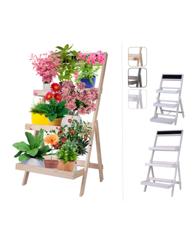 Blumentreppe Blumenregal Etagere aus Kiefernholz, HxBxT, RDEZ_100X52X52_NAPT  /unbehandelt