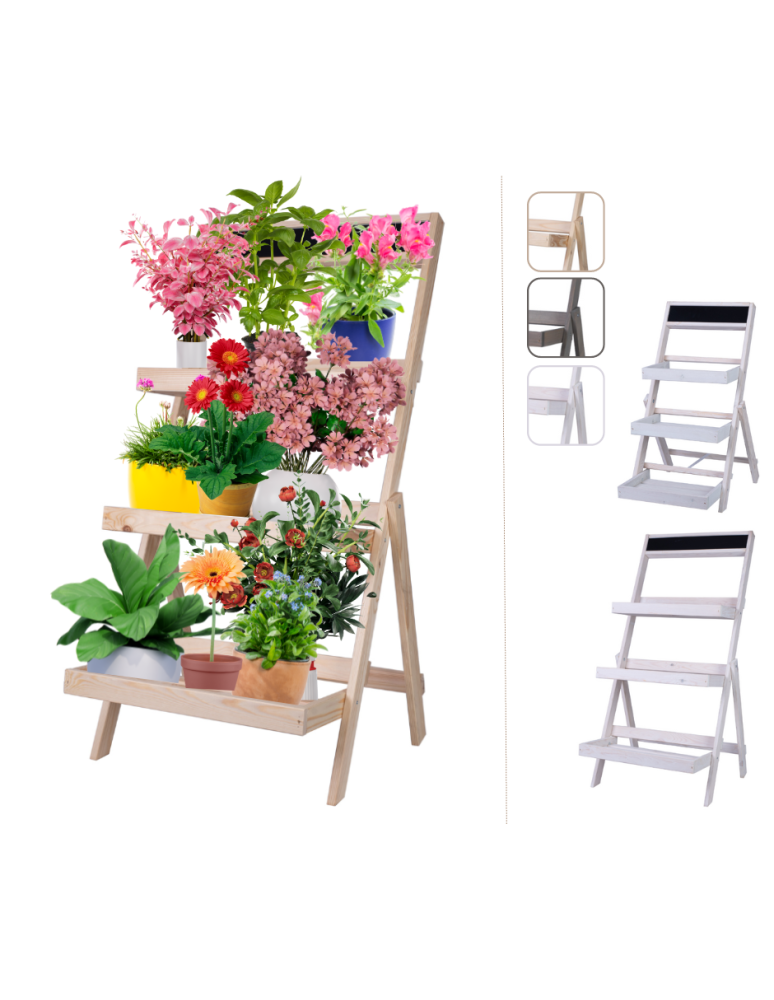 Blumenkasten und Hochbeete - Blumentreppe Blumenregal Etagere aus Kiefernholz, HxBxT, RDEZ_100X52X52_NAPT  /unbehandelt - product new.modo24.de 1