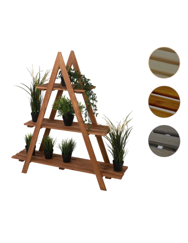 Blumenkasten und Hochbeete - Blumentreppe Pflanzentreppe Etagenregal Blumenregal Gartenregal aus Holz, RP1_107X101X26_R0K1/gebeizt Braun - product 1