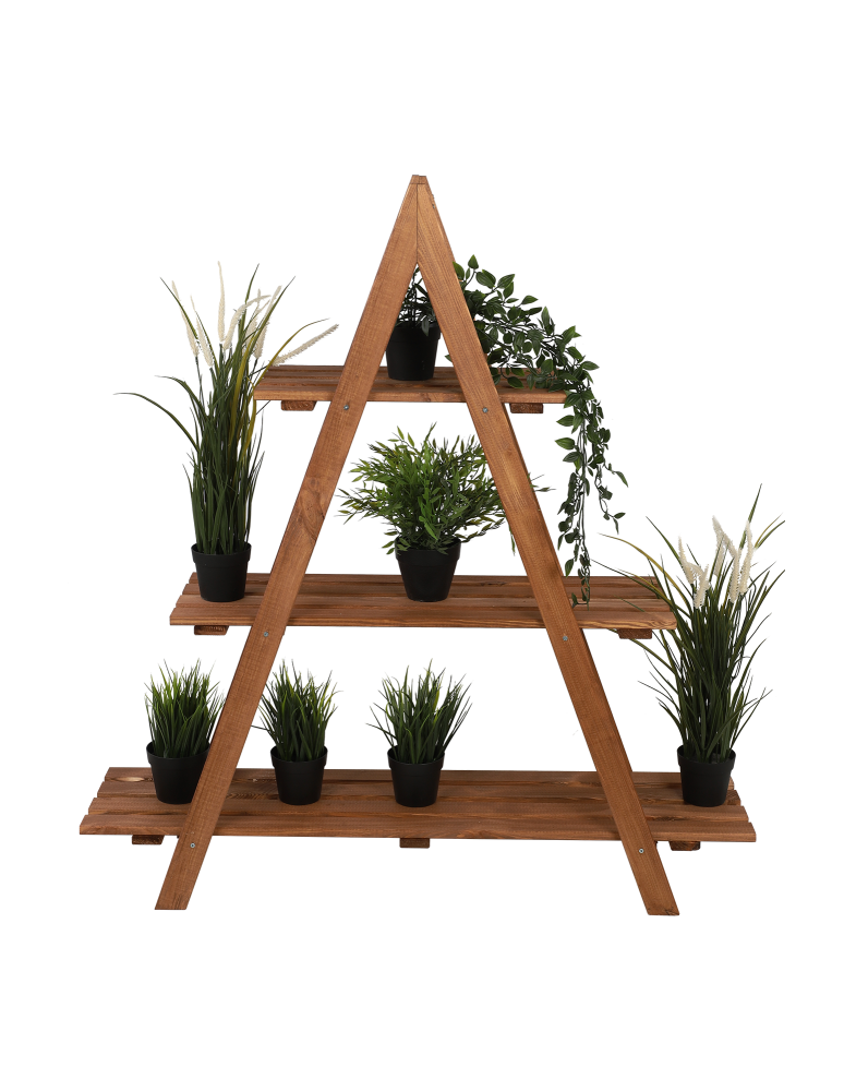Blumenkasten und Hochbeete - Blumentreppe Pflanzentreppe Etagenregal Blumenregal Gartenregal aus Holz, RP1_107X101X26_R0K1/gebeizt Braun - product new.modo24.de 6
