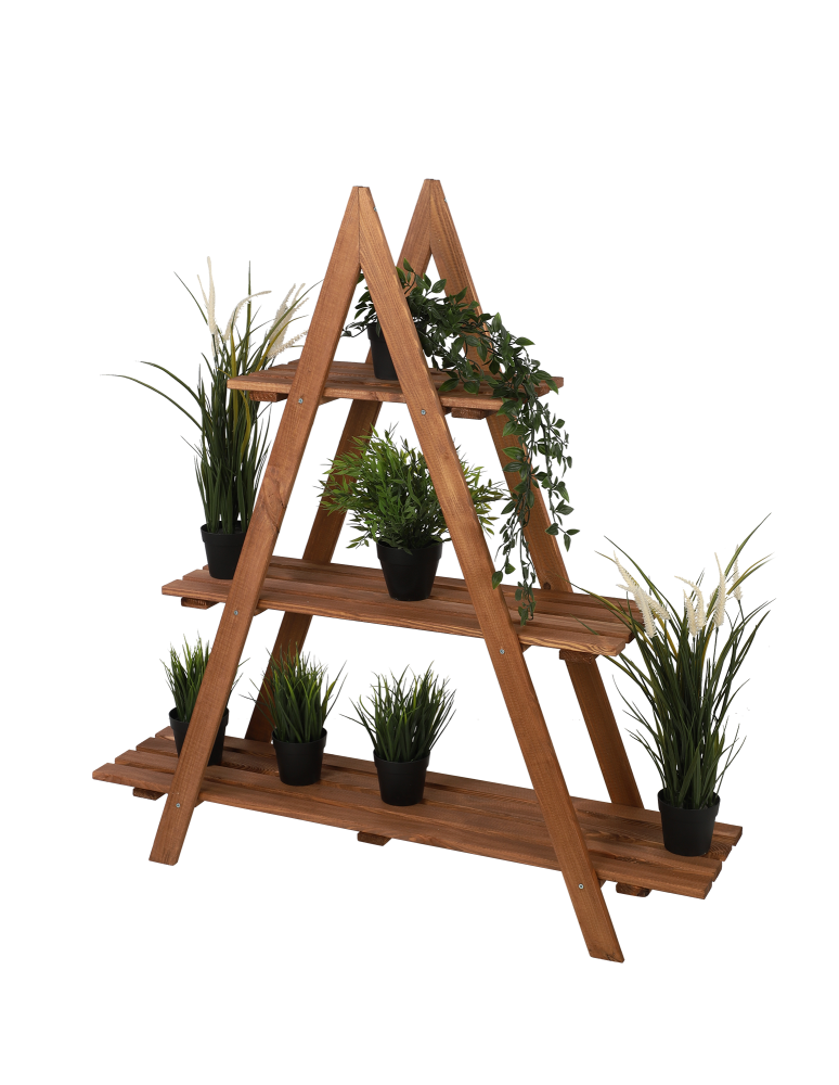 Blumenkasten und Hochbeete - Blumentreppe Pflanzentreppe Etagenregal Blumenregal Gartenregal aus Holz, RP1_107X101X26_R0K1/gebeizt Braun - product new.modo24.de 7