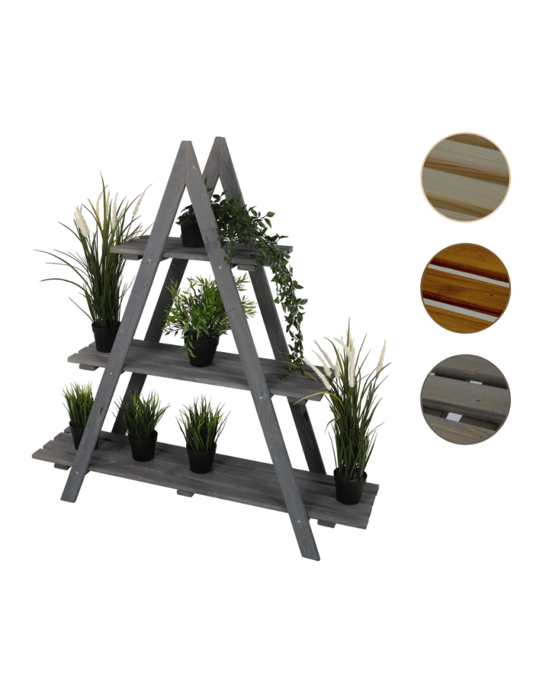 Blumenkasten und Hochbeete - Blumentreppe Pflanzentreppe Etagenregal Blumenregal Gartenregal aus Holz, RP1_107X101X26_S0K1/gebeizt Grau - product new.modo24.de 1
