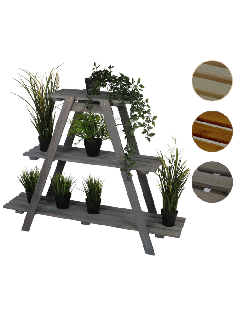 Blumenkasten und Hochbeete - Blumentreppe Pflanzentreppe Etagenregal Blumenregal Gartenregal aus Holz, RP1_79X101X26_SCF1/gebeizt Grau - product new.modo24.de 1