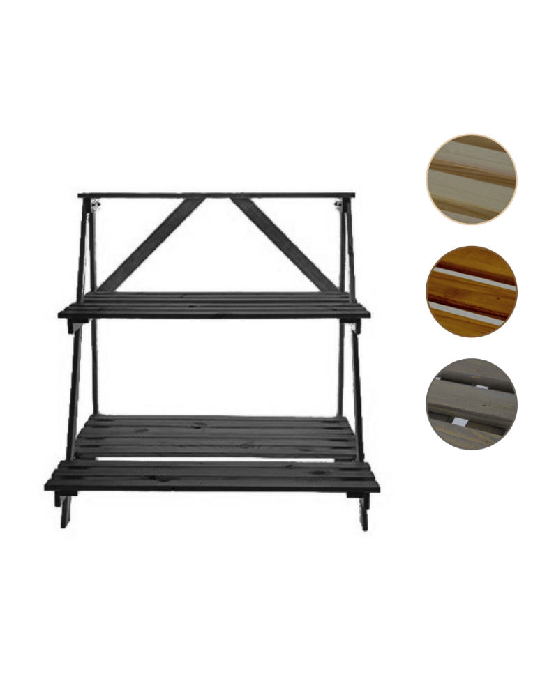Blumenkasten und Hochbeete - Blumentreppe Pflanzentreppe Etagenregal Blumenregal Gartenregal aus Holz, RP2_90X85X67_S0K1/  gebeizt in Grau - product new.modo24.de 1