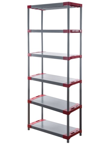 Plastikregal Kunststoffregal Steckregal  Jupiter-6-80 (222x80x46), 6 Böden, ROT