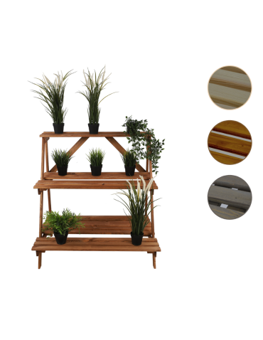Blumentreppe Pflanzentreppe Etagenregal Blumenregal Gartenregal aus Holz, RP2_65X65X46_R0K1/ gebeizt in Braun