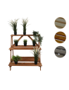 Blumentreppe Pflanzentreppe Etagenregal Blumenregal Gartenregal aus Holz, RP2_65X65X46_R0K1/ gebeizt in Braun