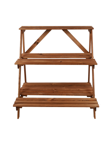 Blumentreppe Pflanzentreppe Etagenregal Blumenregal Gartenregal aus Holz, RP2_65X65X46_R0K1/ gebeizt in Braun - product 2