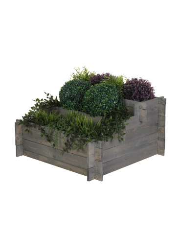 3-stufige Hochbeet Pflanzkasten Blumenkasten Gemüsebeet Holz Garten, ZP04_100X075_GRK1 cm/Kiefernholz gebeizt in Grau - product 2