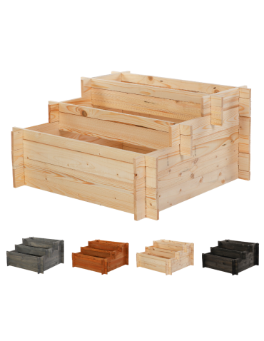 3-stufige Hochbeet Pflanzkasten Blumenkasten Gemüsebeet Holz Garten, ZP04_078X075_NAK1 cm/Kiefernholz Unbehandelt