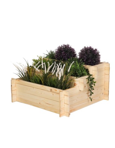 3-stufige Hochbeet Pflanzkasten Blumenkasten Gemüsebeet Holz Garten, ZP04_078X075_NAK1 cm/Kiefernholz Unbehandelt - product 2