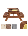 Picknicktisch Kindertisch Gartentisch für Kinder, mit Behälter und Deckel, SPD_1100_POJ_R0K1/gebeizt in Braun