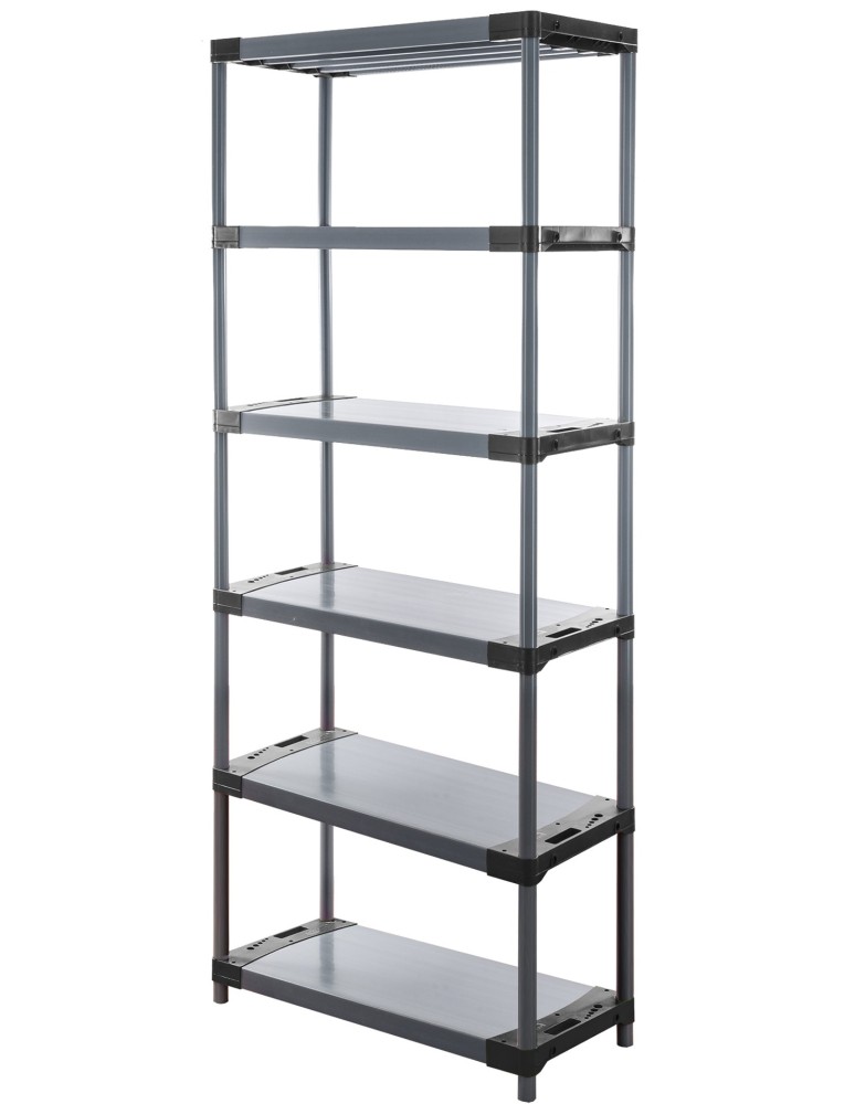 Kellerregale/Garagenregale - Plastikregal Kunststoffregal Steckregal  Jupiter-6-80 (222x80x46), 6 Böden, GRAU - product new.modo24.de 1