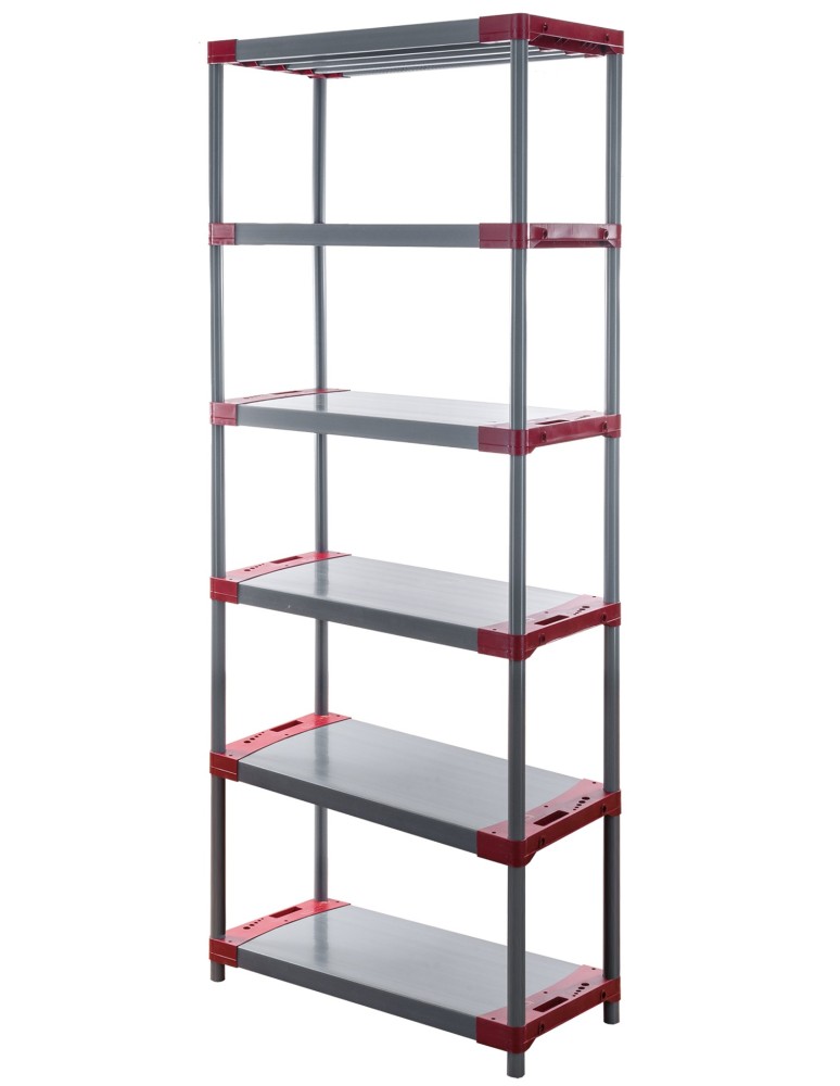 Kellerregale/Garagenregale - Plastikregal Kunststoffregal Steckregal  Jupiter-6-90 (222x90x46), 6 Böden, ROT - product new.modo24.de 1