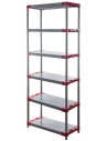 Plastikregal Kunststoffregal Steckregal  Jupiter-6-90 (222x90x46), 6 Böden, ROT