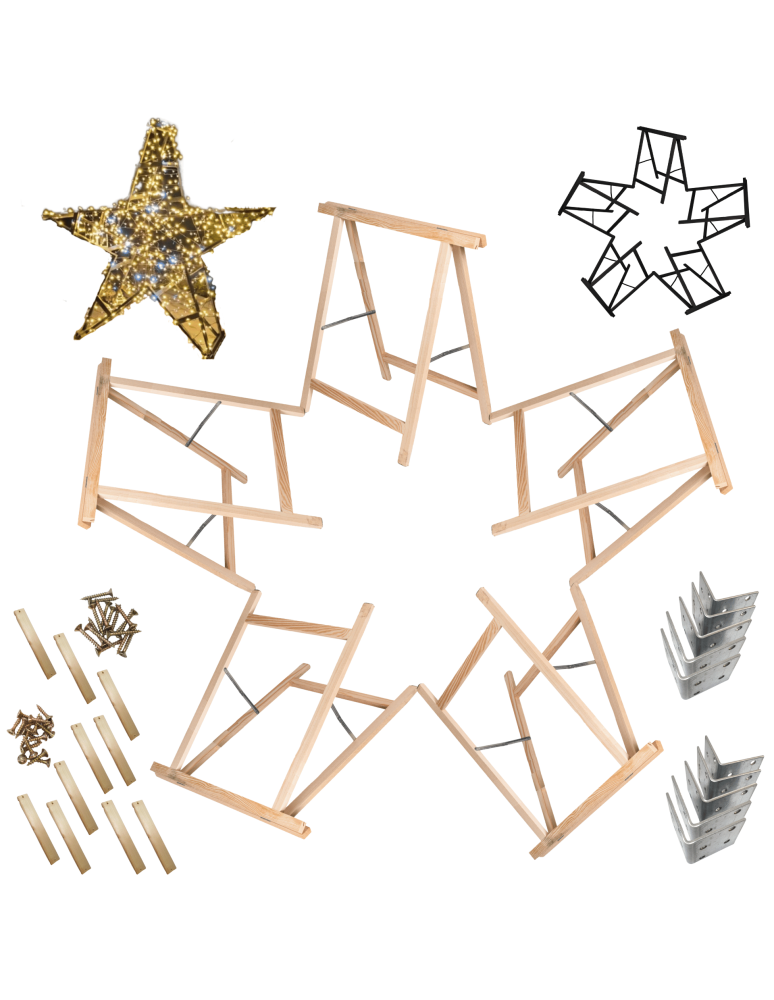 Startseite - Sägebock Holzbock Klappbock Arbeitsbock DIY Stern - Weihnachtsstern SET | Tapezierbock Montagebock|NATUR |GWZM_180X180X70_NK1 - produkt new.modo24.de 1
