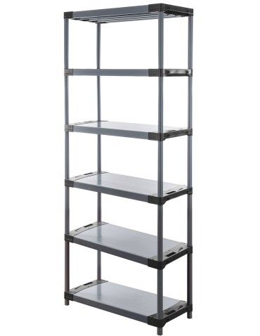 Plastikregal Kunststoffregal Steckregal  Jupiter-6-90 (222x90x46), 6 Böden, GRAU