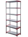 Plastikregal Kunststoffregal Steckregal  Jupiter-6-120 (222x120x46), 6 Böden, ROT