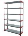 Plastikregal Kunststoffregal Steckregal  Jupiter-6-130 (222x130x46), 6 Böden, ROT