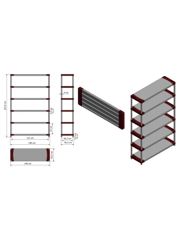 Kellerregale/Garagenregale - Plastikregal Kunststoffregal Steckregal  Jupiter-6-140 (222x140x46), 6 Böden, GRÜN - product 3