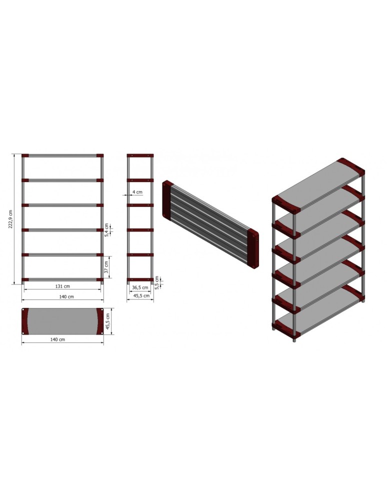 Kellerregale/Garagenregale - Plastikregal Kunststoffregal Steckregal  Jupiter-6-140 (222x140x46), 6 Böden, GRÜN - product new.modo24.de 3