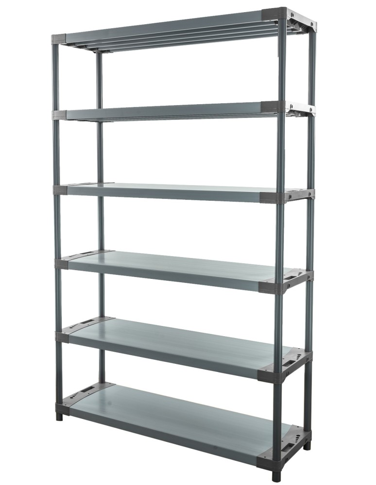 Kellerregale/Garagenregale - Plastikregal Kunststoffregal Steckregal  Jupiter-6-140 (222x140x46), 6 Böden, GRAU - produkt new.modo24.de 1