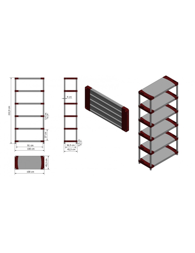 Kellerregale/Garagenregale - Plastikregal Kunststoffregal Steckregal  Tytan-6-100 (222x100x46), 6 Böden, GRAU - product new.modo24.de 3