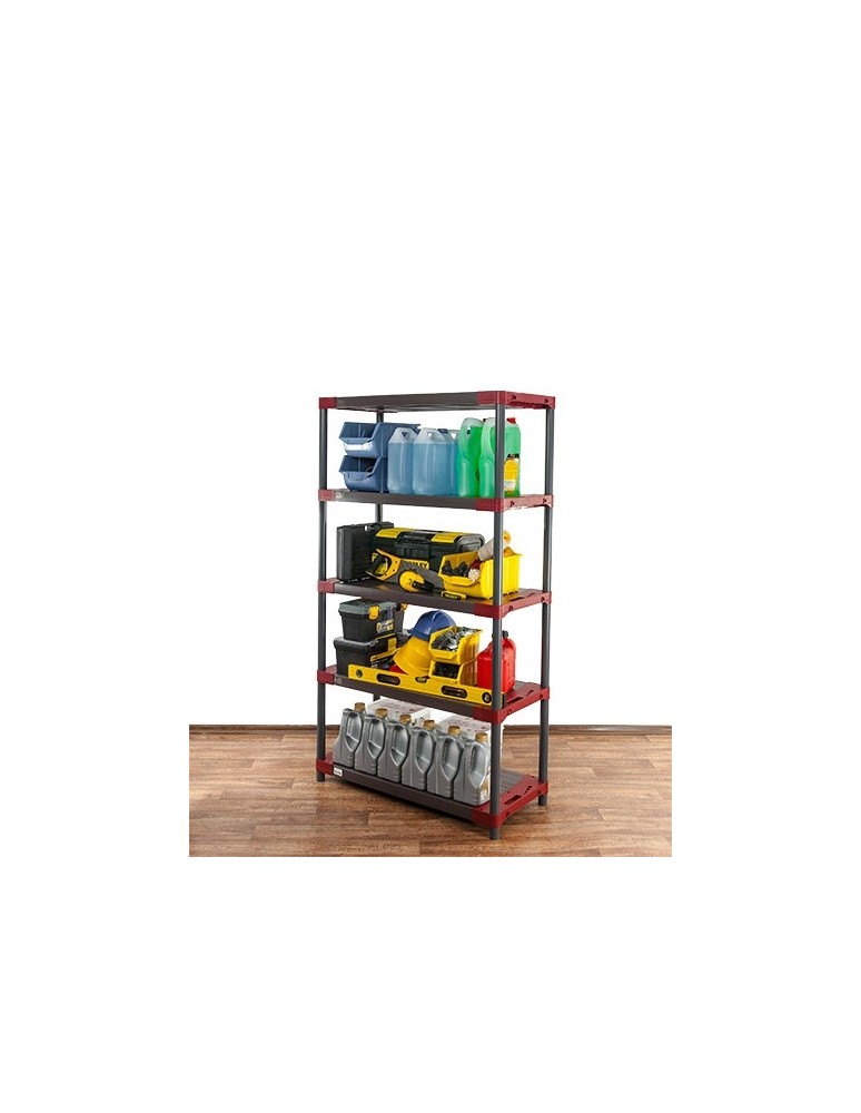 Kellerregale/Garagenregale - Plastikregal Kunststoffregal Steckregal  Tytan-5-130 (180x130x46), 5 Böden, ROT - product new.modo24.de 1