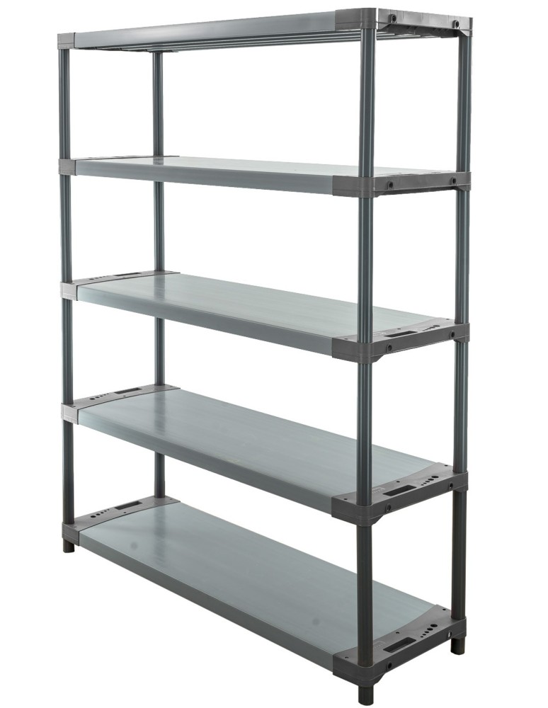 Kellerregale/Garagenregale - Plastikregal Kunststoffregal Steckregal  Tytan-5-130 (180x130x46), 5 Böden, GRAU - product new.modo24.de 1