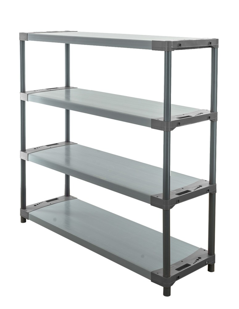 Kellerregale/Garagenregale - Plastikregal Kunststoffregal Steckregal  Tytan-4-120 (138x120x46), 4 Böden, GRAU - product new.modo24.de 1