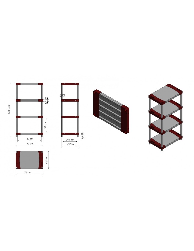 Kellerregale/Garagenregale - Plastikregal Kunststoffregal Steckregal Tytan-4-70 (138x70x46), 4 Böden, GRAU - product new.modo24.de 2
